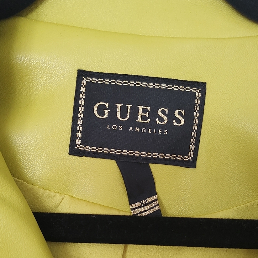 Guess Yellow Leather Moto Jacket - Picture 3 of 8